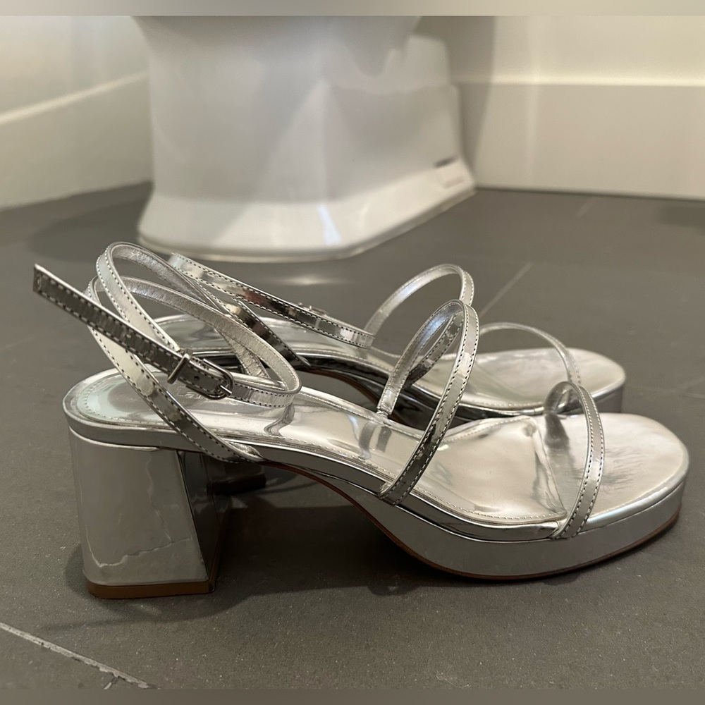 Larroude silver platform heels